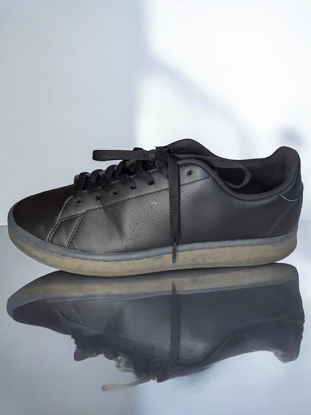 Adidas Advantage Primegreen Black Leather Sneakers Men's Size [X] EUC